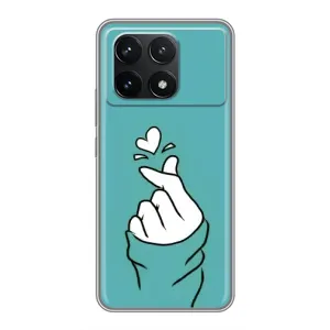 Чохол (Знак сердечка) для Xiaomi POCO F6 Pro (Сердечко на бірюзовому)