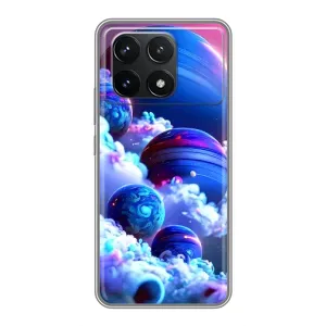 Чехлы КОСМОС для Xiaomi POCO F6 Pro (Синие планеты)