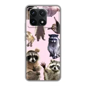 Силиконовый Чехол с Енотами на Xiaomi POCO F6 Pro (Смешные Еноты)