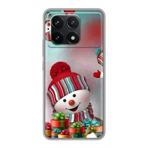 Чехлы на Новый Год Xiaomi POCO F6 Pro (Снеговик в шапке)