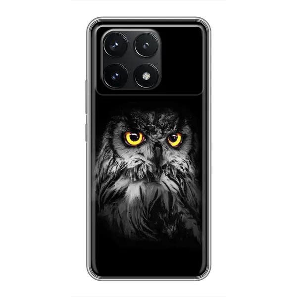 Чехол с рисунком «Сова на чёрном» для Xiaomi POCO F6 Pro Чехол с рисунком «Сова на чёрном» для Xiaomi POCO F6 Pro