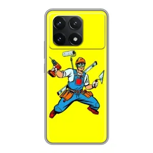 Силиконовый бампер (Работники) на Xiaomi POCO F6 Pro (Строитель)