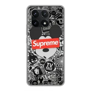 Чехол с Брендами одежды на Поко Ф6 Про (Supreme Маус)