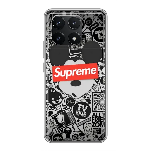 Чехол с рисунком «Supreme Маус» для Xiaomi POCO F6 Pro Чехол с рисунком «Supreme Маус» для Xiaomi POCO F6 Pro