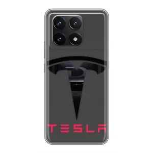 Силіконовий бампер з картинкою машини на Xiaomi POCO F6 Pro (Logo TESLA)