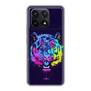 Силиконовый бампер с картинкой животных для Xiaomi POCO F6 Pro (Тигр-Арт)
