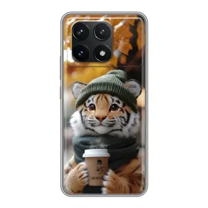 Печатный чехол «Зверята с кофе» для Xiaomi POCO F6 Pro (Тигр с кофе)