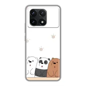Чехлы с изображением разных животных для Xiaomi POCO F6 Pro (Удивленные медвеженки)