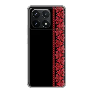 Силиконовый Чехол на Xiaomi POCO F6 Pro с картинкой Вышиванки (Вышиванка на черном)
