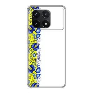 Силиконовый Чехол на Xiaomi POCO F6 Pro с картинкой Вышиванки (Желто-синяя вышиванка)