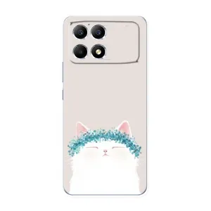 Чехол на тематику: Коты для Xiaomi POCO F6 (Белый котик)