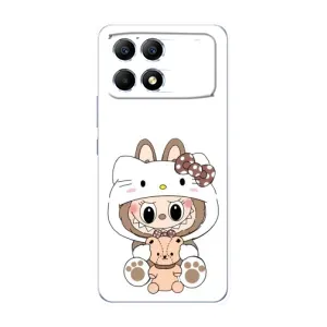 Чехол с принтом Лабубу для Xiaomi POCO F6 (Белый Лабубу)
