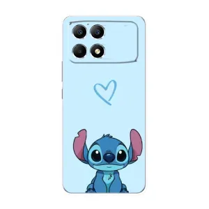 Чехол с рисунком Стич для Xiaomi POCO F6 (Голубой Стич)