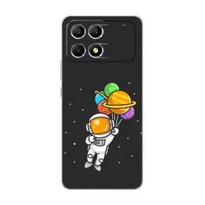 Силіконовый Чохол з принтом "Космонавти" на Xiaomi POCO F6 (Космонавт з кульками)