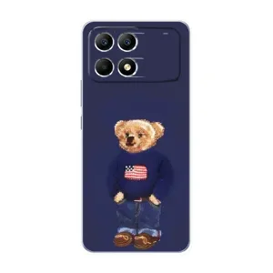 Чехлы Мишка Тедди для Поко Ф6 (Мишка USA)