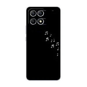 Чехол с картинками на черном фоне для Xiaomi POCO F6 (Ноты)