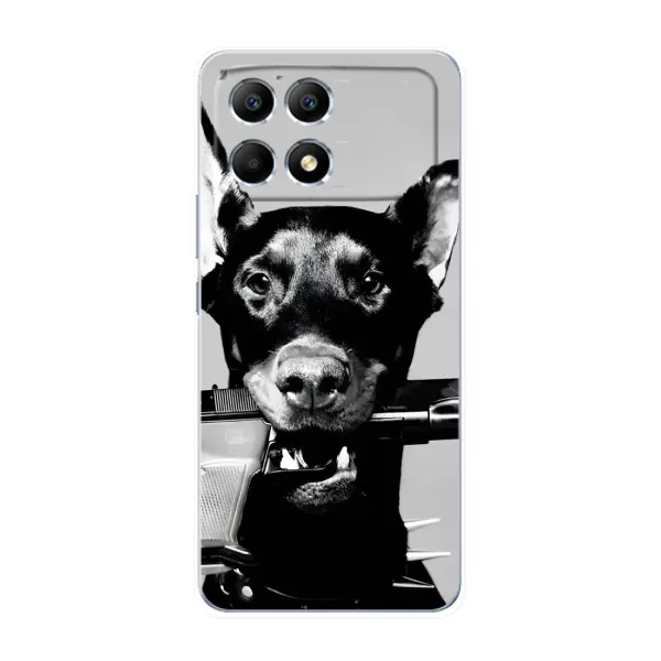 Чехол с рисунком «Опасный доберман» для Xiaomi POCO F6 Чехол с рисунком «Опасный доберман» для Xiaomi POCO F6