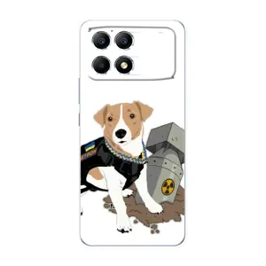 Чехол с принтом Собаки Патрон для Xiaomi POCO F6 (Пёс Патрон с ракетой)