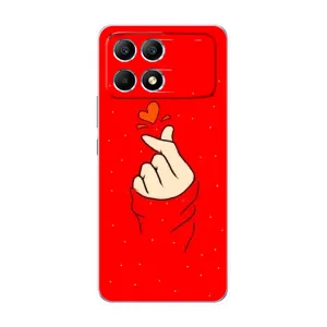 Чехлы (Знак сердечка) на Xiaomi POCO F6 (Сердце на красном)