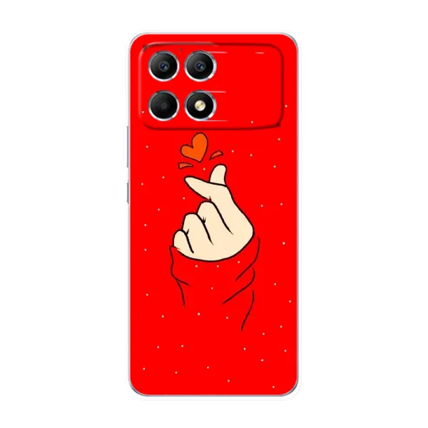 Чехол с рисунком «Сердце на красном» для Xiaomi POCO F6 Чехол с рисунком «Сердце на красном» для Xiaomi POCO F6