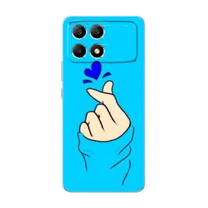 Чехлы (Знак сердечка) на Xiaomi POCO F6 (Сердце на синем)