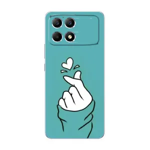 Чехлы (Знак сердечка) на Xiaomi POCO F6 (Сердечко на бирюзовом)
