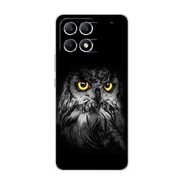 Чехол с рисунком «Сова на чёрном» для Xiaomi POCO F6 Чехол с рисунком «Сова на чёрном» для Xiaomi POCO F6