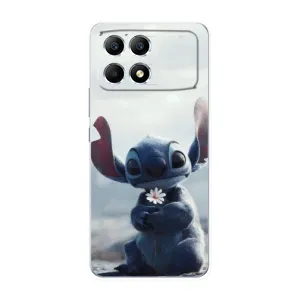 Чехол с рисунком Стич для Xiaomi POCO F6 (Стич с цветочком)