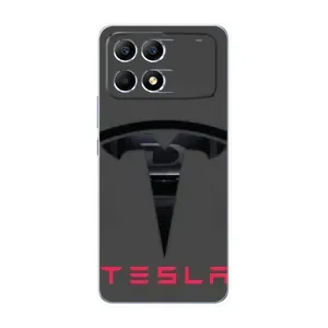 Силіконовий бампер з картинкою машини на Xiaomi POCO F6 (Logo TESLA)