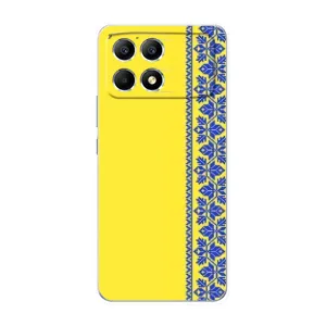 Силиконовый Чехол на Xiaomi POCO F6 (Вышиванка на желтом)