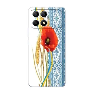 Силиконовый Чехол на Xiaomi POCO F6 с картинкой Вышиванки (Вышиванка с цветком)