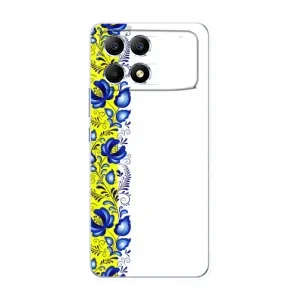 Силиконовый Чехол на Xiaomi POCO F6 с картинкой Вышиванки (Желто-синяя вышиванка)