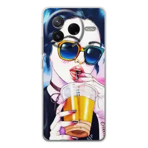 Чехол с картинкой Модные Девчонки Xiaomi POCO F7 Pro (Девушка с коктейлем)