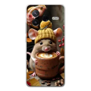Печатный чехол «Зверята с кофе» для Xiaomi POCO F7 Pro (Мышка с кофе)