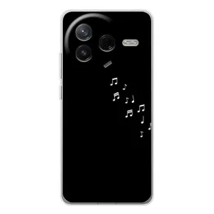 Чехол с картинками на черном фоне для Xiaomi POCO F7 Pro (Ноты)