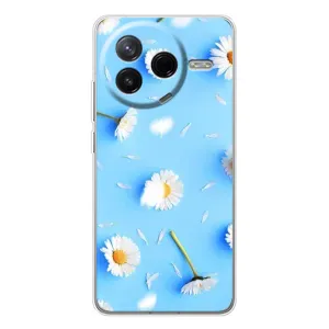 Чехол с Цветами для Xiaomi POCO F7 Pro (ромашки на голубом)