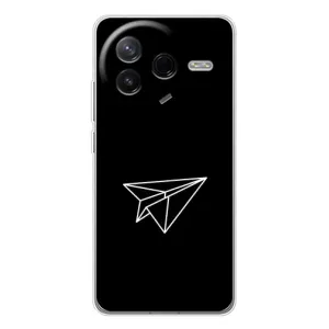 Чехол с картинками на черном фоне для Xiaomi POCO F7 Pro (Самолетик)