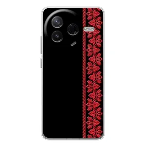 Силиконовый Чехол на Xiaomi POCO F7 Pro с картинкой Вышиванки (Вышиванка на черном)