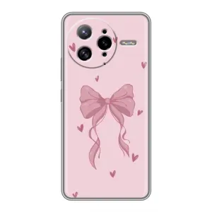 Чехол банты для Xiaomi POCO F7 Ultra (Бант на розовом)