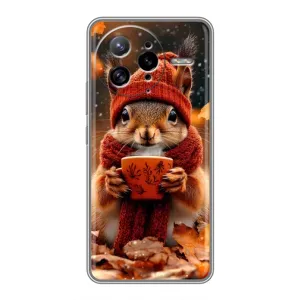 Печатный чехол «Зверята с кофе» для Xiaomi POCO F7 Ultra (Белка с кофе)