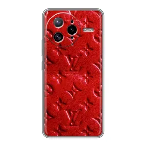 Текстурный Чехол Louis Vuitton для Поко Ф7 Ультра (Красный ЛВ)