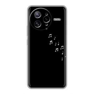 Чехол с картинками на черном фоне для Xiaomi POCO F7 Ultra (Ноты)