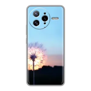 Силиконовый Чехол с одуванчиками на Xiaomi POCO F7 Ultra (Закат с одуванчиком)