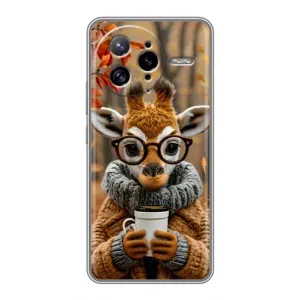 Печатный чехол «Зверята с кофе» для Xiaomi POCO F7 Ultra (Жираф с кофе)