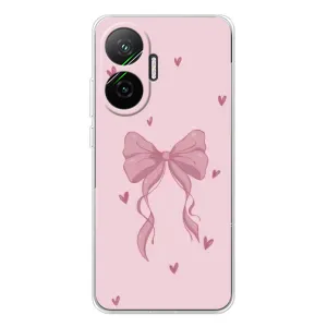 Чехол банты для Xiaomi POCO F7 (Бант на розовом)
