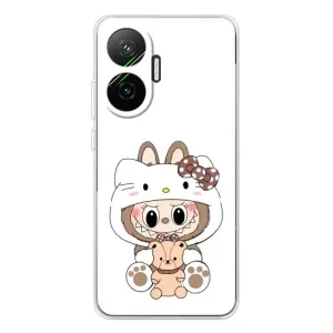 Чехол с принтом Лабубу для Xiaomi POCO F7 (Белый Лабубу)
