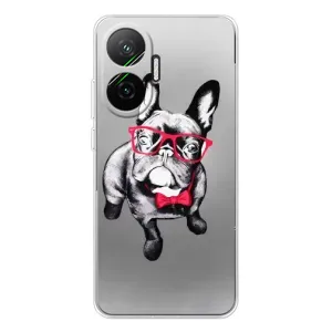 Чехол (ТПУ) Милые собачки для Xiaomi POCO F7 (Бульдог в очках)