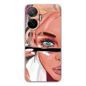 Силиконовый Чехол на Xiaomi POCO F7 с картинкой Стильных Девушек (Девушка и ресницы)