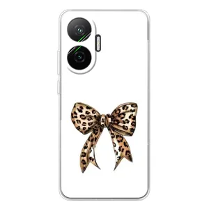 Чехол банты для Xiaomi POCO F7 (Леопардовый принт)