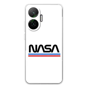 Силіконовый бампер з принтом "Наса" на Xiaomi POCO F7 (NASA на білому тлі)